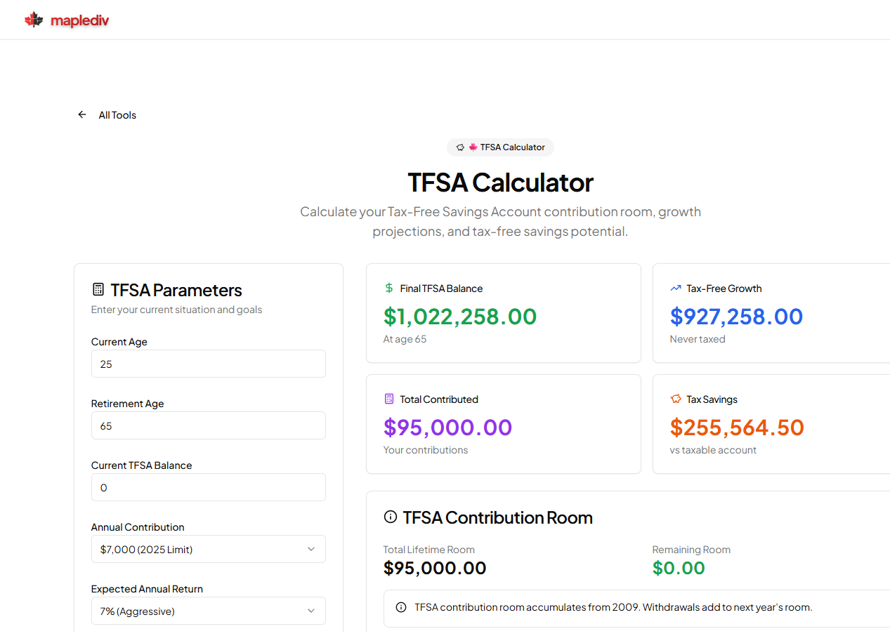 TFSA Calculator preview